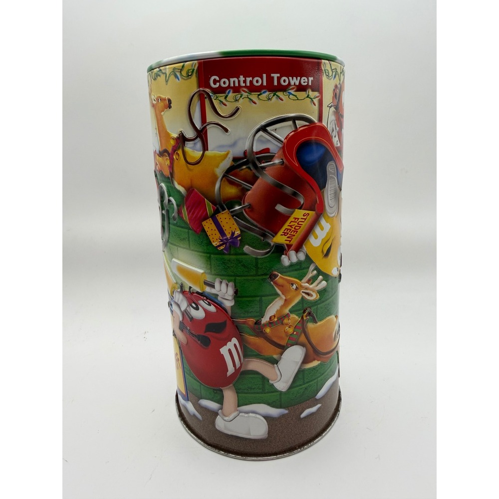 M&Ms Christmas Village Series 2004 Sleigh Flying Class Tin Canister No 19 6.75in